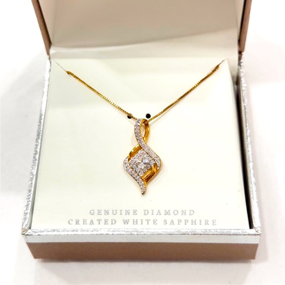 Pure Radiance Lab-Created White Sapphire & Diamond Accent Pendant Necklace - Picture 1 of 4